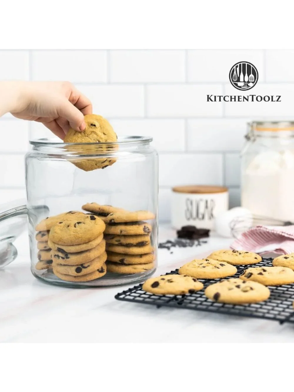 Airtight 1 Gallon Glass Cookie Jar with Lid - Large Clear Food Storage Container